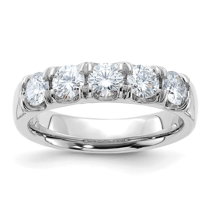 14kw 1ct. 5 Stone D E F Pure Light Moissanite Band