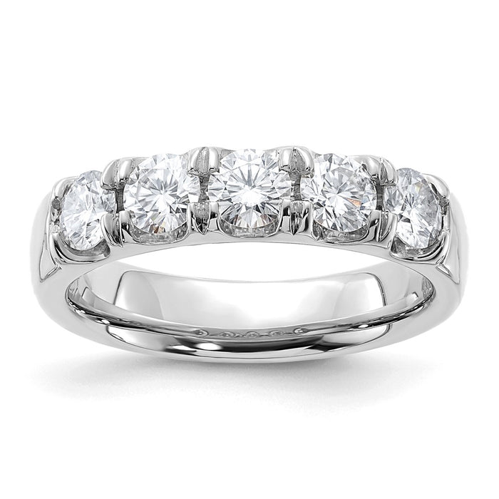 14kw 1ct. 5 Stone G H I True Light Moissanite Band