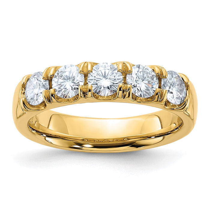 14ky 1ct. 5 Stone D E F Pure Light Moissanite Band