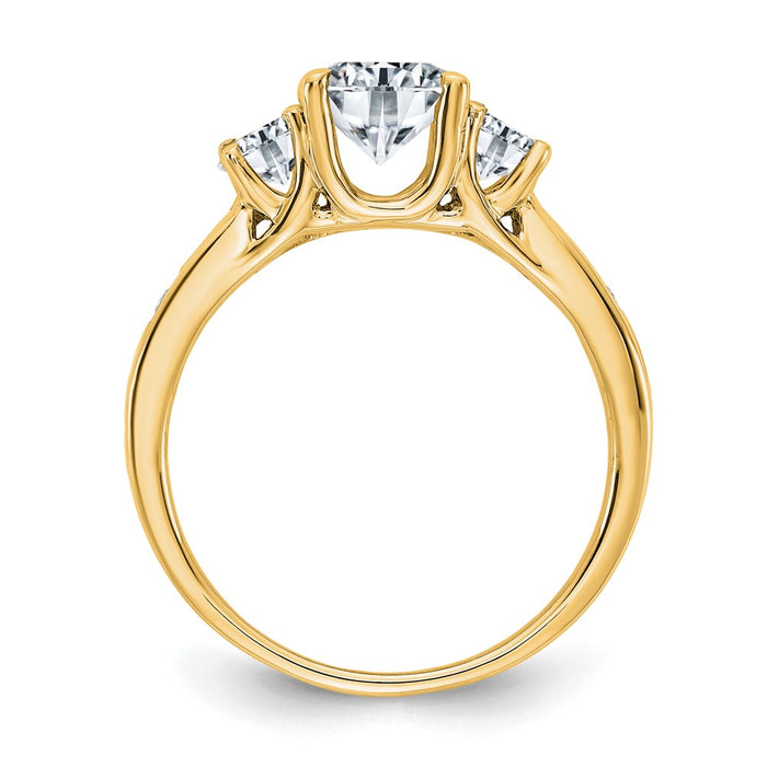14ky 1.50ct. Three Stone with Side Stones D E F Pure Light Moissanite Ring