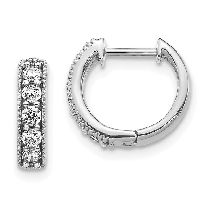 14k Diamond Milgrain Hinged Hoop Earrings