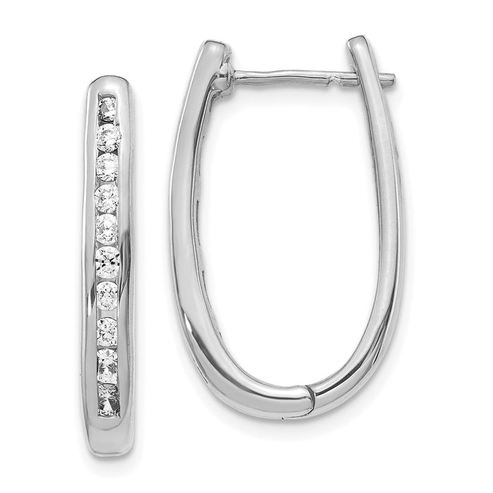 14k Diamond Oval Hinged Hoop Earrings