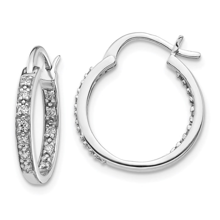 14k Diamond In/Out Hoop Earrings