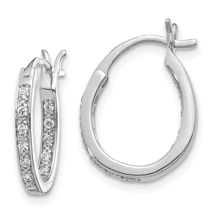 14k Diamond In/Out Hoop Earrings