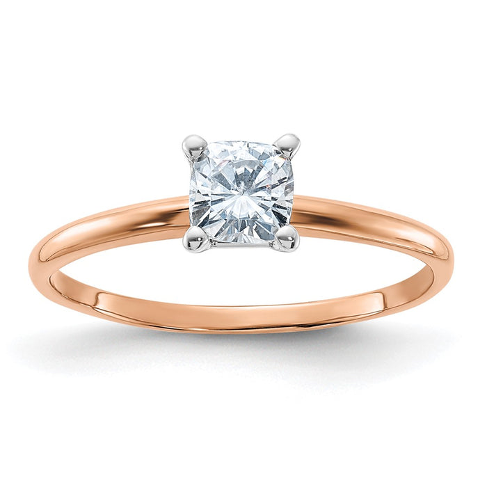 14kr 1/2ct. 4.5mm D E F Pure Light Cushion Moissanite Solitaire Ring