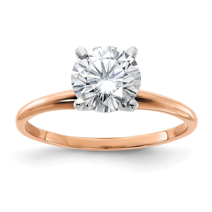 14kr 3/4ct. 7.5mm G H I True Light Round Moissanite Solitaire Ring