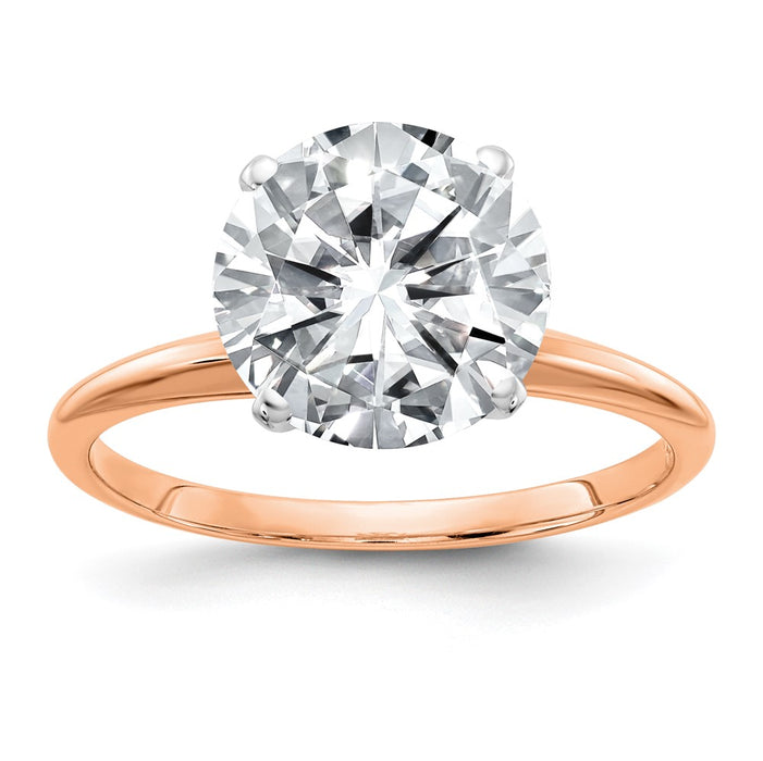 14kr 3ct. 9.5mm G H I True Light Round Moissanite Solitaire Ring