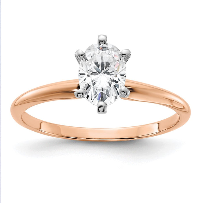 14kr 7/8ct. 7x5mm G H I True Light Oval Moissanite Solitaire Ring