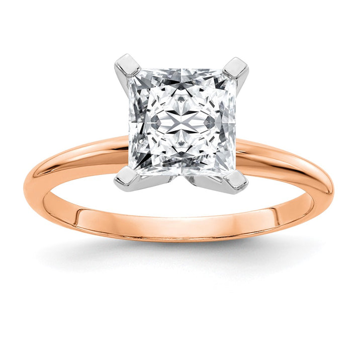 14kr 2ct. 7.0mm G H I True Light Princess Moissanite Solitaire Ring