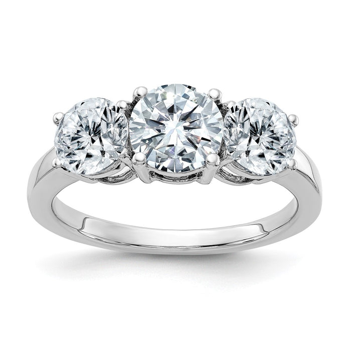 14kw Polished Three Stone Ring Mtg, 6.5mm,2-5.0mm