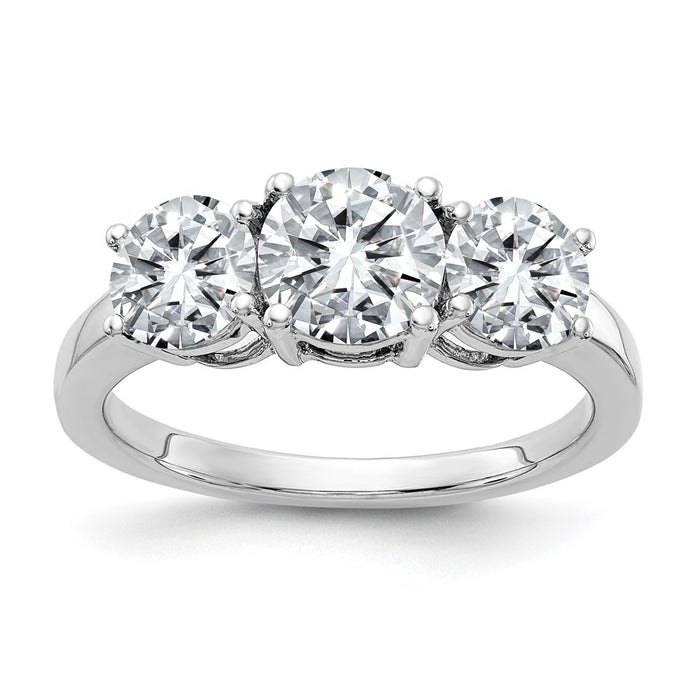 14kw 2 1/5ct. Three Stone G H I True Light Round Moissanite Ring