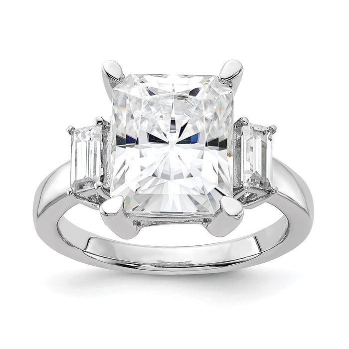 14kw 5 3/4ct. Three Stone G H I True Light Moissanite Engagement Ring