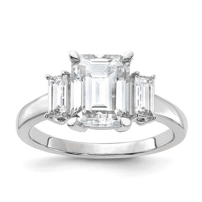 14kw 3ct. Three Stone G H I True Light Moissanite Engagement Ring
