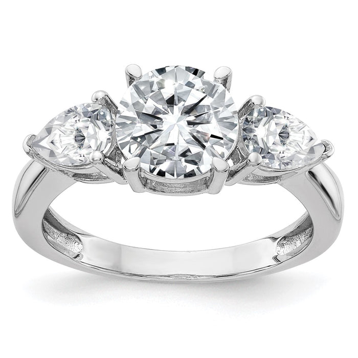 14kw 1 3/8ct. Three Stone G H I True Light Moissanite Engagement Ring