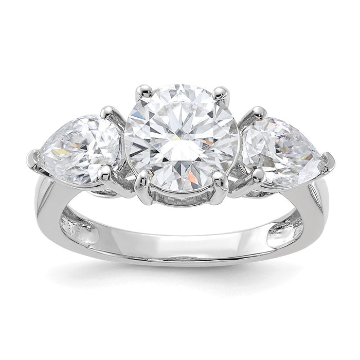 14kw 3 3/8ct. Three Stone G H I True Light Moissanite Engagement Ring