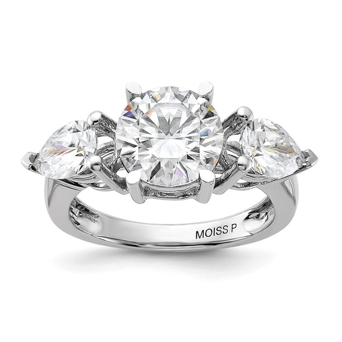 14kw 4 1/4ct. Three Stone G H I True Light Moissanite Engagement Ring