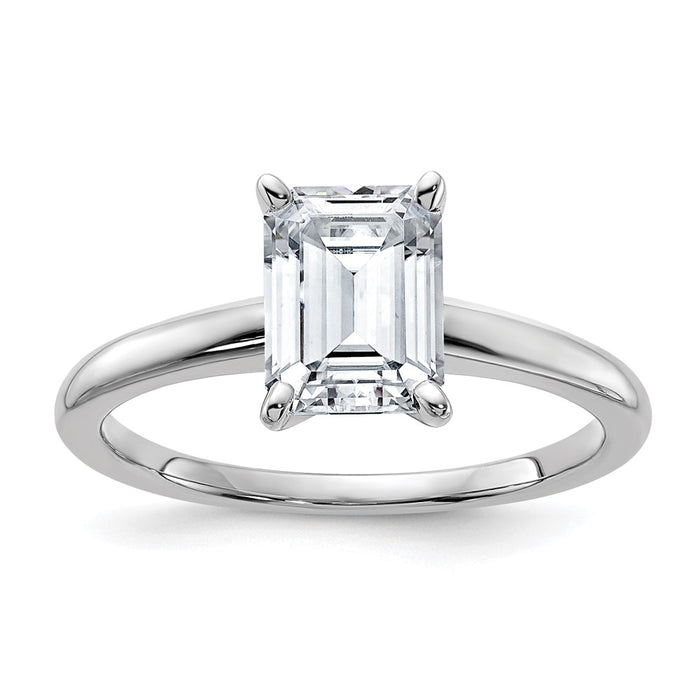 14kw 1 3/4ct. G H I True Light Emerald Moissanite Solitaire Ring