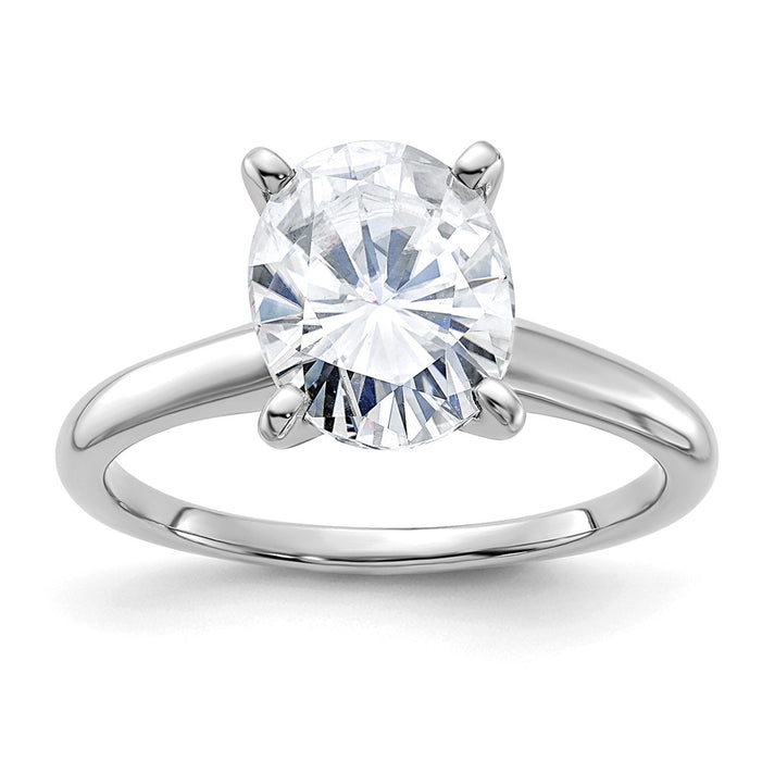 14kw 3ct. G H I True Light Oval Moissanite Solitaire Ring