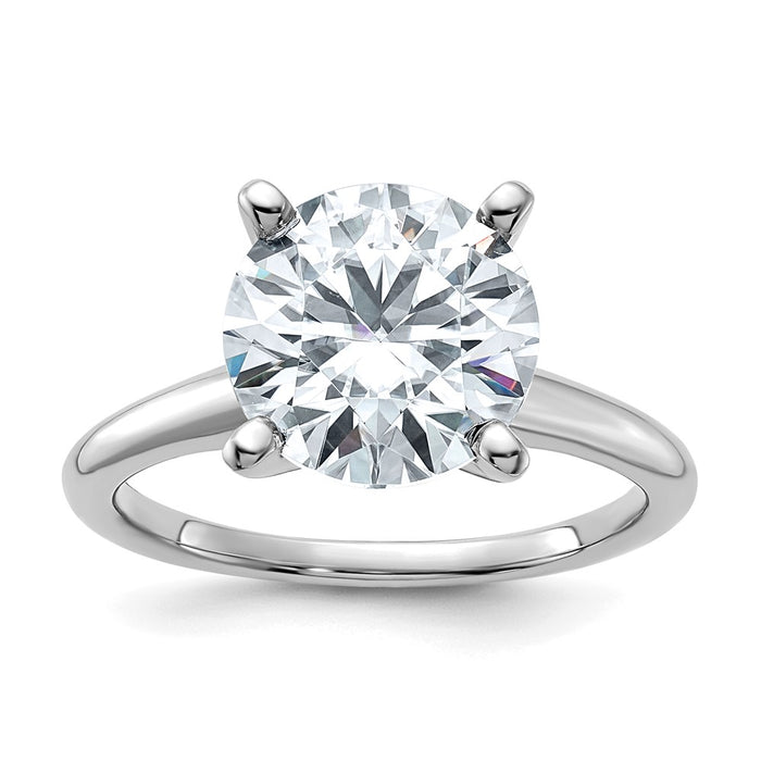 14kw 3 5/8ct. D E F Pure Light Round Moissanite Solitaire Ring