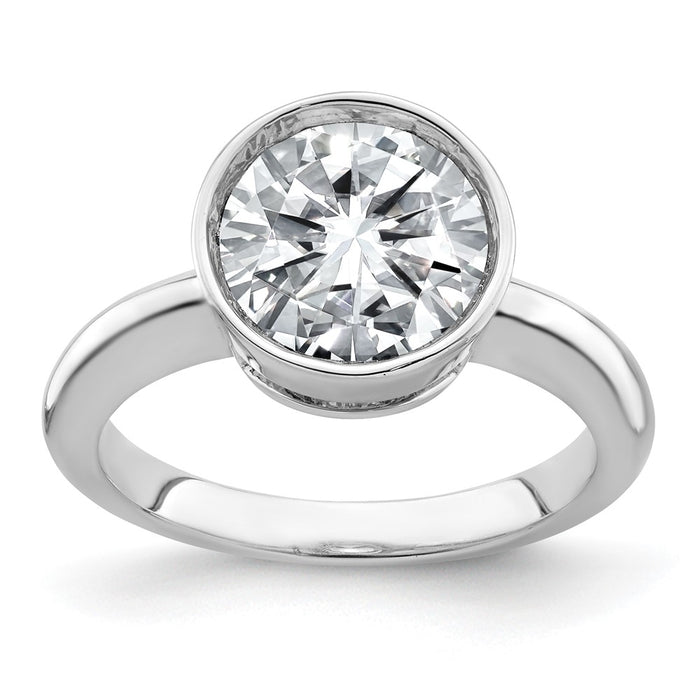 14kw 2 3/4ct. G H I True Light Round Bezel Moissanite Solitaire Ring