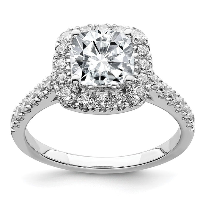 14kw 2 1/3ct. G H I True Light Cushion Halo Moissanite Engagement Ring