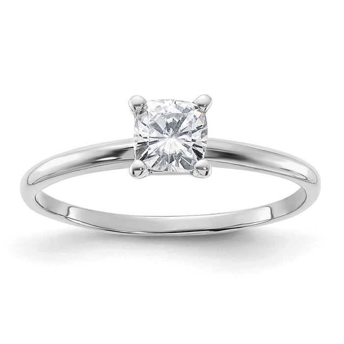 14kw 1/2ct. G H I True Light Cushion Moissanite Solitaire Ring