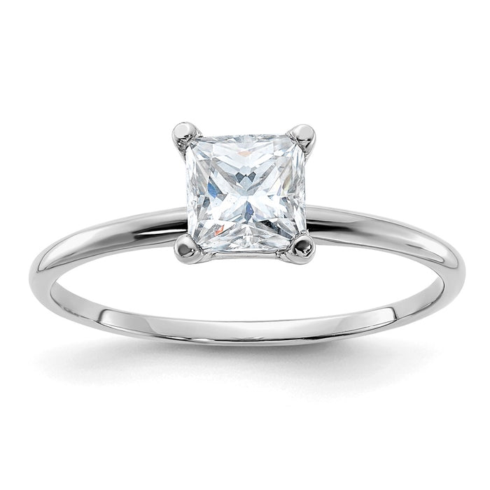14kw 3/4ct. D E F Pure Light Princess Moissanite Solitaire Ring