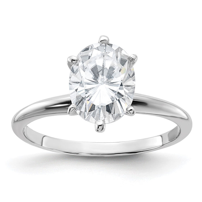14kw 2ct. G H I True Light Oval Moissanite Solitaire Ring