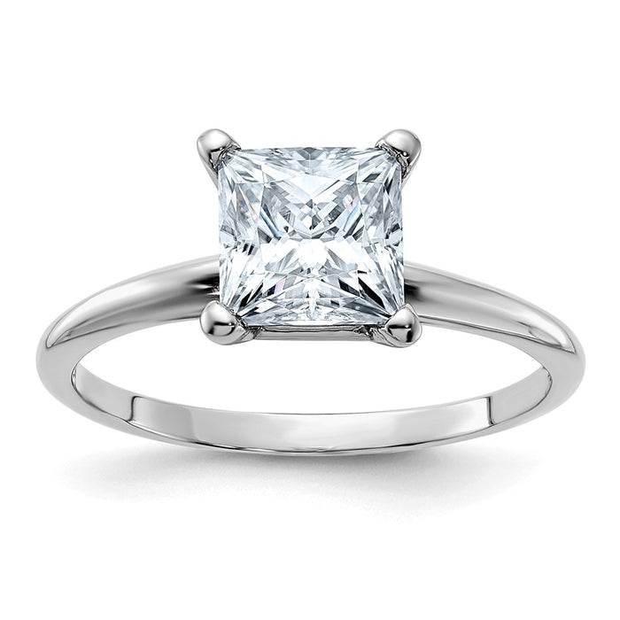 14kw 1 3/4ct. D E F Pure Light Princess Moissanite Solitaire Ring