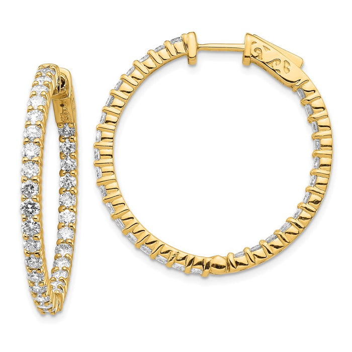 14k Diamond Round Hoop w/Safety Clasp Earrings