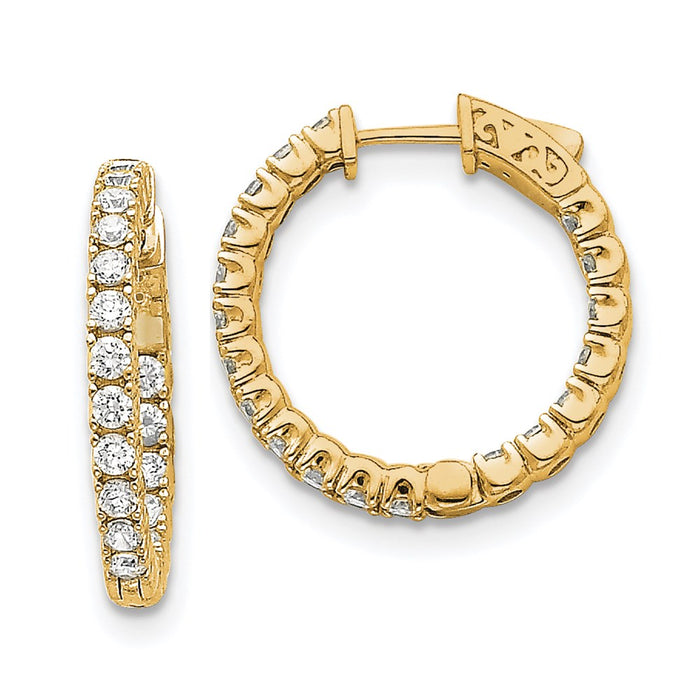 14k Diamond Round Hoop w/Safety Clasp Earrings