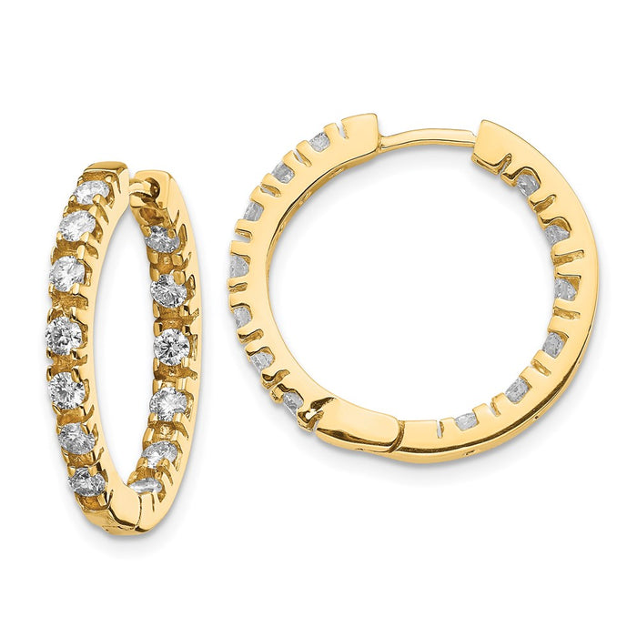 14k AAA Diamond Hinged Hoop Earrings