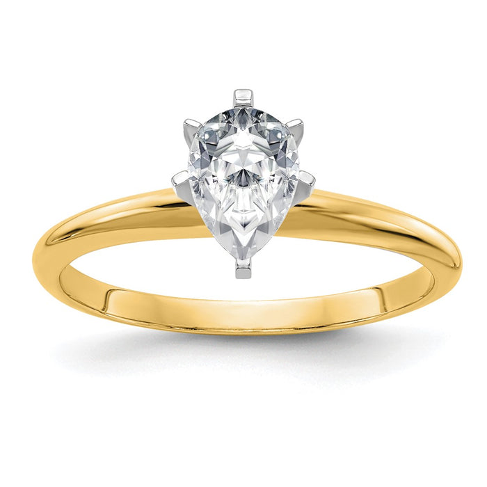 14k 7/8ct. G H I True Light Pear Moissanite Solitaire Ring