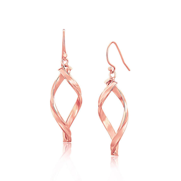 14k Rose Gold Freeform Spiral Motif Drop Earrings Earrings Angelucci Jewelry