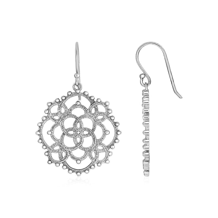 Earrings with Textured Loop Pattern Drops in Sterling Silver Earrings Angelucci Jewelry