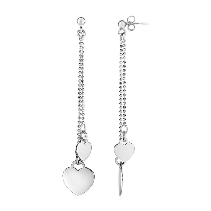 Heart and Ball Chain Drop Earrings in Sterling Silver Earrings Angelucci Jewelry