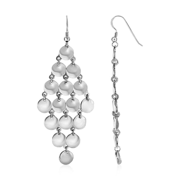 Polished Drop Earrings with Circles in Sterling Silver Earrings Angelucci Jewelry