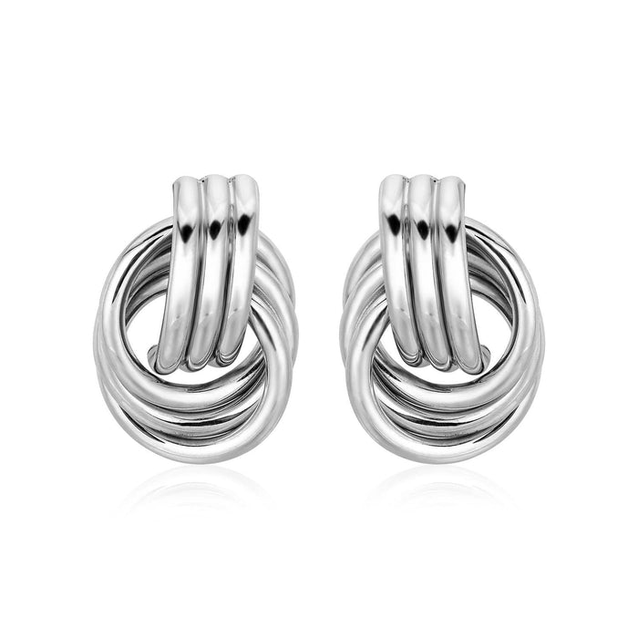 Polished Love Knot Earrings with Interlocking Rings in Sterling Silver Earrings Angelucci Jewelry