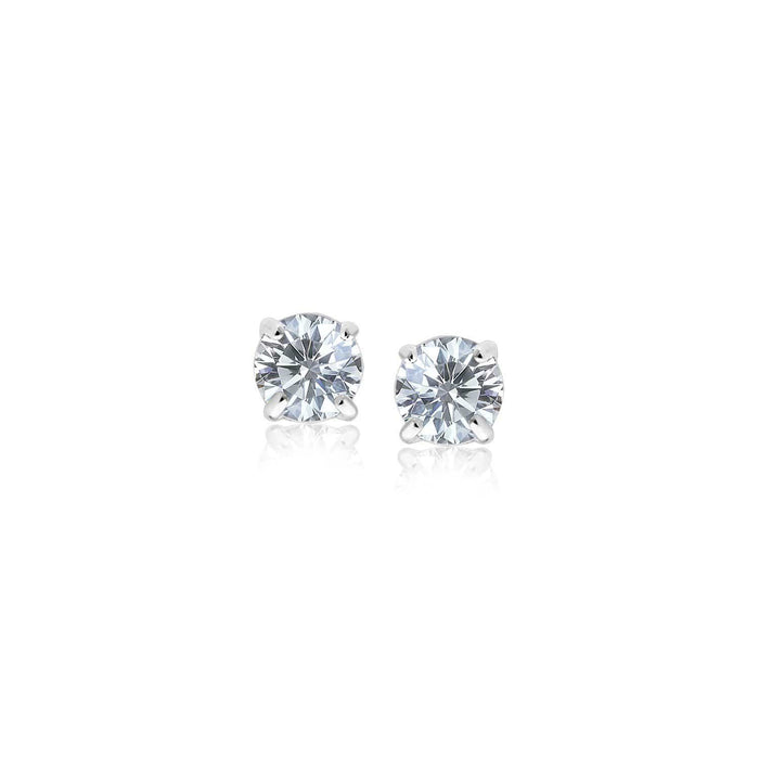 Sterling Silver 3mm Faceted White Cubic Zirconia Stud Earrings Earrings Angelucci Jewelry