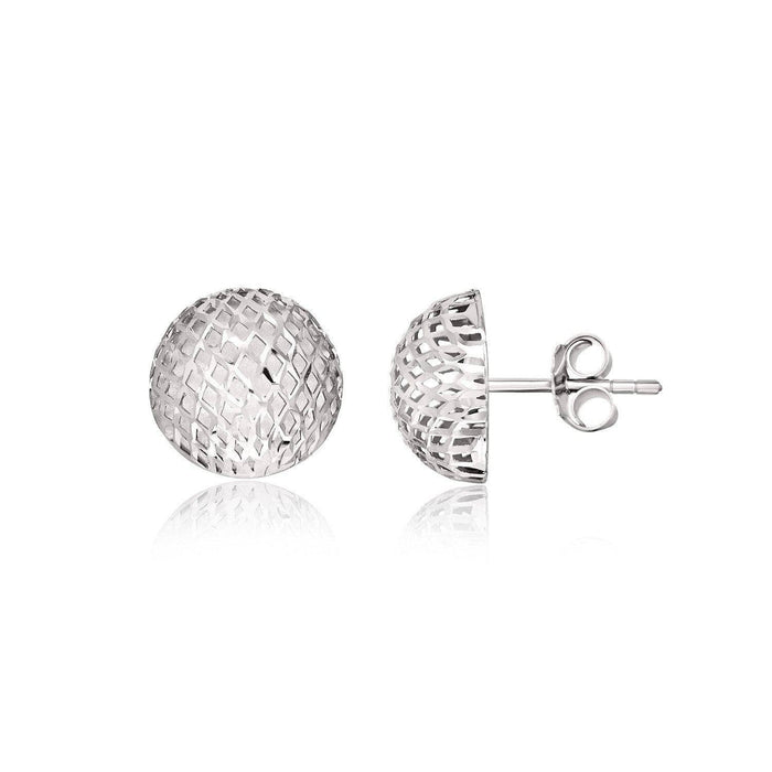 Sterling Silver Round Stud Earrings with Mesh Design Earrings Angelucci Jewelry
