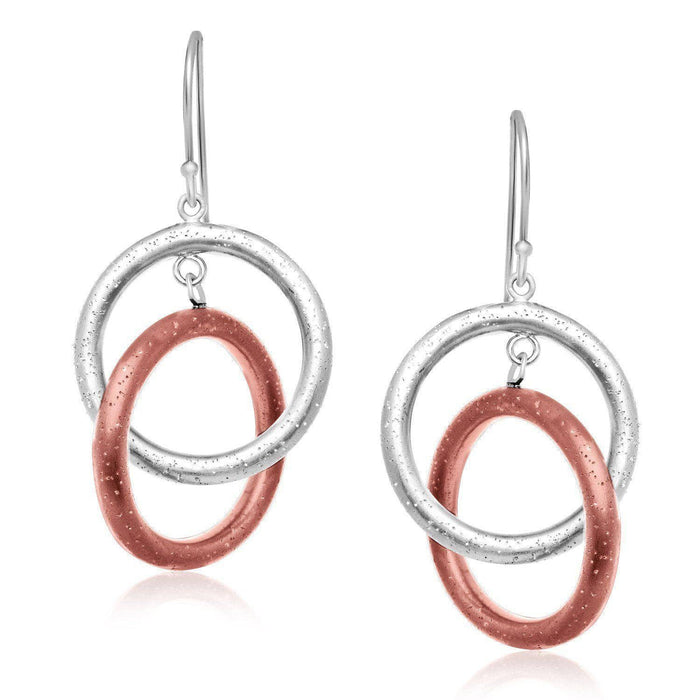 Sterling Silver with Rose Tone Rings Interlaced Earrings Earrings Angelucci Jewelry