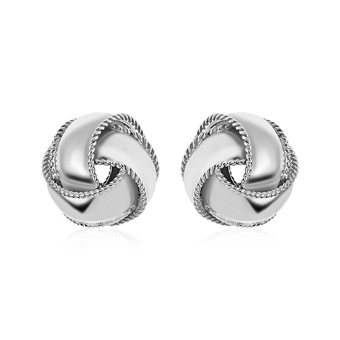 Textured and Polished Love Knot Earrings in Sterling Silver Earrings Angelucci Jewelry