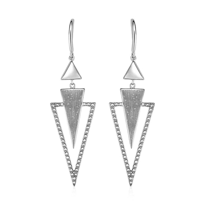 Textured Graduated Triangle Earrings in Sterling Silver Earrings Angelucci Jewelry