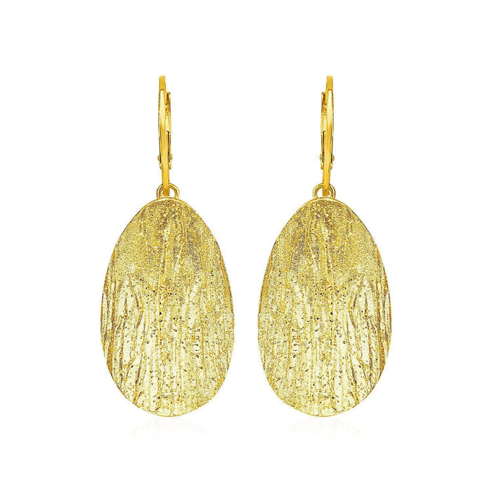 Textured Oval Earrings with Yellow Finish in Sterling Silver Earrings Angelucci Jewelry
