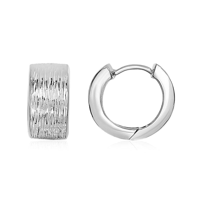 Wood Textured Hoop Earrings in Sterling Silver Earrings Angelucci Jewelry