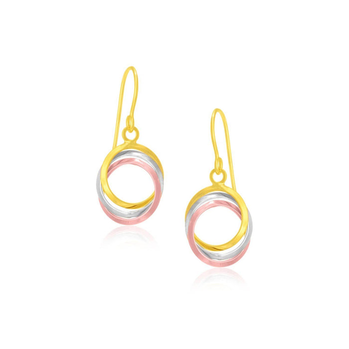 14k Tri-Color Gold Open Entwined Ring Earrings Earrings Angelucci Jewelry
