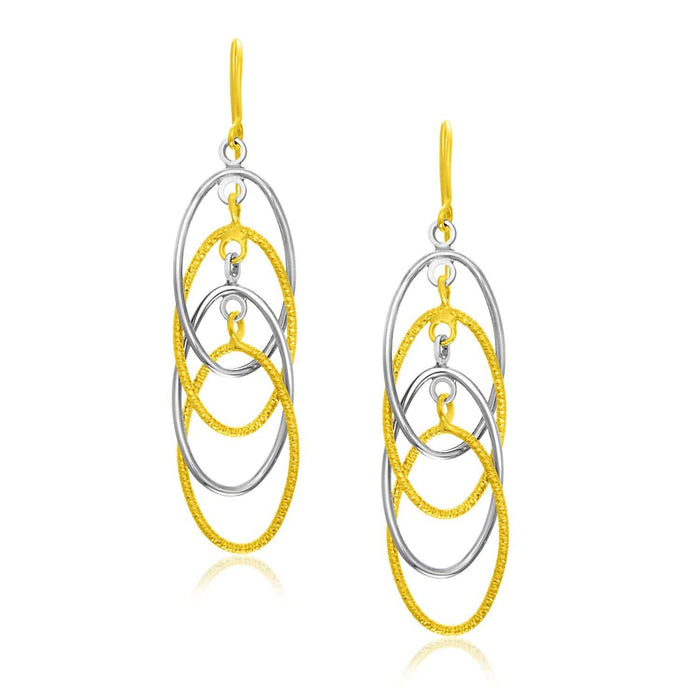 14k Two-Tone Gold Multiple Layer Interlaced Earrings Earrings Angelucci Jewelry