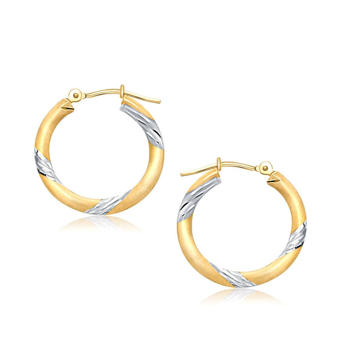 14k Two Tone Gold Polished Hoop Earrings (20 mm) Earrings Angelucci Jewelry
