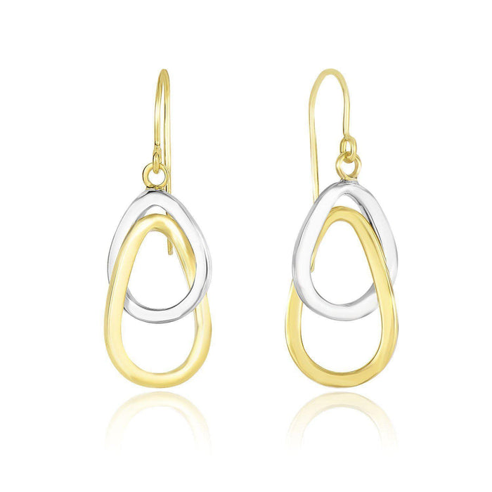 Entwined Polished Open Teardrop Earrings in 10k Two-Tone Gold Earrings Angelucci Jewelry