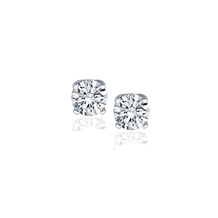 14k White Gold Diamond Four Prong Stud Earrings (1/2 cttw) Earrings Angelucci Jewelry